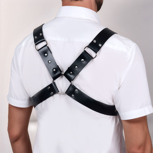 Arnés de cuero ajustable de estilo gótico Punk para hombre, cómodos tirantes de Bondage para el cuerpo, correas para hombro, ropa interior Premium - Product Image 2