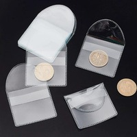 Porte-badges et porte-monnaie en vinyle PVC transparent 2x2 pouces avec logo personnalisé et double poches pour collection