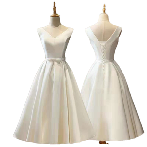 2023 Simple Satin Strap Bohemian Evening <b>Dresses</b> Women A-Line Lace-up <b>Back</b> Wrap Waistline Knee-Length Floral Print Chapel Train - Product Image 4