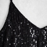 Haut en sequins noir à franges personnalisé 100% polyester