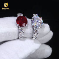 NUOYA Luxe 5 Ct D Couleur Moissanite Bague pour Femme Argent 925 Glacé Lab Bague en Diamant Personnalisé Hip Hop Fine Jewelry