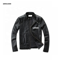 Veste de moto en cuir noir classique rétro personnalisée brodée pour hommes Racing Puffer col montant automne OEM Logo Patch