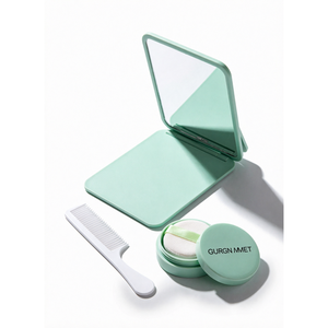GURGN MMET <b>Makeup</b> Mirror With Comb And Puff Mint Green <b>Compact</b> For Daily Skin Care All Skin Types - Product Image 1