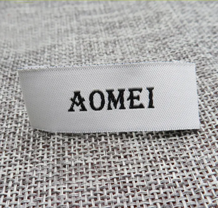 wholesale Custom washable privated brand logo label tags clothing garment fabric satin silk woven neck label for clothes