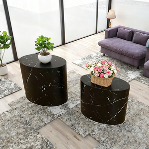 Set di Tavolini da Caffè Ovali in Legno Ecologico Contemporaneo di Alta Gamma con Adesivi 3D, <span class=keywords><strong>Arredamento</strong></span> Artistico Creativo - Product Image 4