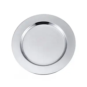 New Round Dish Silver Stainless Steel Serving Tray for Hotel Manufacturer Wholesale Charger Plate 20/40cm Silver Modern