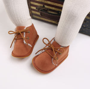 Bottes d'hiver en fourrure pour bébé, en cuir véritable, en daim, à franges, semelle en caoutchouc dur, chaussures chaudes, vente en gros, pour garçons et filles - Product Image 2