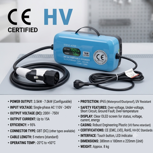 Nouvelle station <span class=keywords><strong>de</strong></span> <span class=keywords><strong>recharge</strong></span> DC pour véhicules électriques 7kW 3.5kW, EVSE mobile intelligent 750V OCPP 1.6J/2.0, réseau 4G, homologué CE - Product Image 3