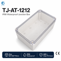 Boîtier de jonction TJ-AT-1212 étanche IP66 en plastique ABS 80*250*70mm avec couvercle transparent pour câbles électriques extérieurs DIY