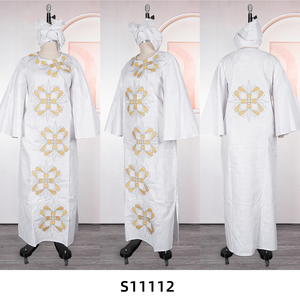 <span class=keywords><strong>Robe</strong></span> longue H&D S11112 en broderie africaine <span class=keywords><strong>Bazin</strong></span> Riche pour femmes, nouveaux modèles, <span class=keywords><strong>robe</strong></span> blanche avec foulard - Product Image 5