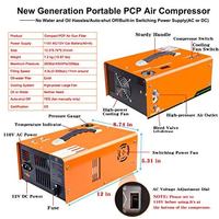 Mini compresseur d'air 12v 220v 110v 300bar Pompe PCP portable à arrêt automatique avec transformateur intégré