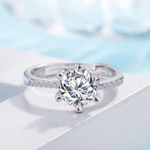 Anillos De Pareja Platinum Plated Moissanite Engagement <b>Rings</b> for Women Wedding Lover <b>Ring</b> Full Zircon <b>Adjustable</b> Open <b>Ring</b> - Product Image 3