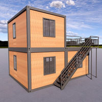 Maison de luxe en conteneurs d'acier à deux étages, design moderne, écologique et étanche, préfabriquée modulaire avec 4 chambres, bureau et toilettes