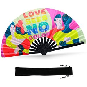 Abanico Plegable Personalizado de Plástico, Bambú y Tela, Abanico Grande para Bodas, Eventos, Festivales de Música y Baile - Product Image 4