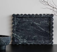 SAIDKOCC Prix réel 40x30x2.5cm Grand plateau en marbre naturel de luxe avec bordure fleurie, plateau de rangement, objets de décoration pour la maison