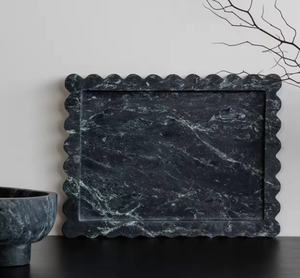 ถาดหินอ่อนธรรมชาติขนาดใหญ่ 40x30x2.5 ซม. ยี่ห้อ SAIDKOCC <span class=keywords><strong>ราคา</strong></span>จริง ถาดใส่ของตกแต่งบ้าน ขอบลายดอกไม้ หรูหรา - Product Image 3