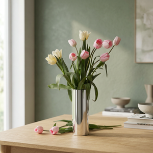 Vase en acier inoxydable au design minimaliste, porte-fleurs de table, peut contenir de l'eau, pour la décoration de la fête des mères - Product Image 2