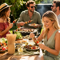 Lot de 100 brochettes en bambou naturel de 30 cm pour barbecue, kebabs, apéritifs, fruits, smores, cocktails, DIY