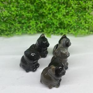 Venta al por mayor de cristal natural de ágata volcánica lindo pequeño gato adorno de cristal - Product Image 6