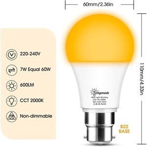 7 Wát Hổ Phách Vàng Ánh Sáng Trắng Đèn E26 E27 B22 Ánh Sáng Xanh Chặn <span class=keywords><strong>LED</strong></span> Vàng Bug Ánh Sáng Bảo Vệ Mắt Bóng Đèn Để Đọc - Product Image 3