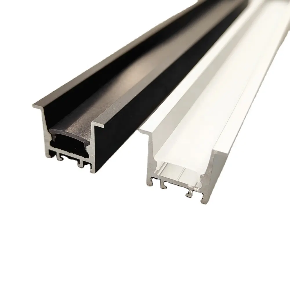 Kleine Afmeting Anti-Glare Led Aluminium Profiel Met Diep-In Cover Zwart Profiel Met Regressed Cover 1M 2M Oem Lengte