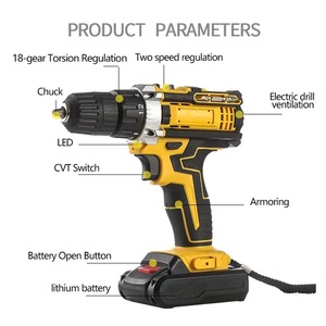 Perceuse sans fil 12V 21V, ensemble d'outils électriques à percussion, perceuse électrique sans fil, kits combinés de perceuses magnétiques avec deux batteries - Product Image 3