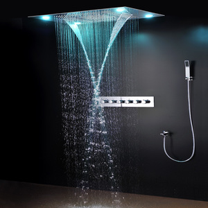 Moderne Bain LED Plafond Douche Robinets De Luxe Chute D'eau Brumeux Douche Tête 600*800MM Mitigeur thermostatique Inverseur - Product Image 3