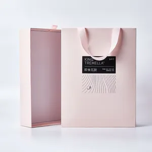 Hijab Custom Design Clothing Packaging Pink Hijab Gift Box Drawer Style With Ribbon Handles