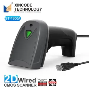 Xincode Handheld Wired 1D 2D Qr Bar Code Reader USB Barcode Scanner 640x480 Global CMOS sensor For Receipt Cash Inventory