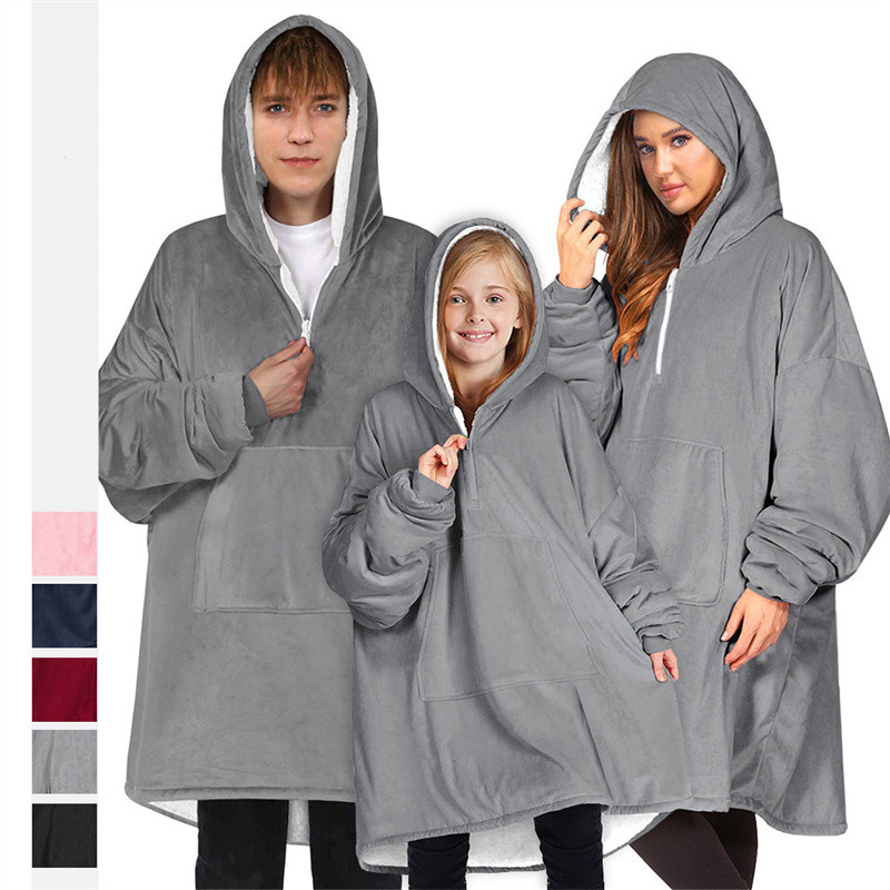 Good quality loose solid hoodie blanket oversized