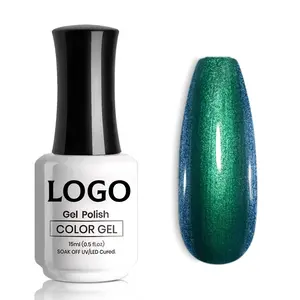 Chameleon Glitter Gel Nail Polish Blue to Green Color Changing Pigments Gel Polish Shimmer Nail Gel DIY at Home Salon