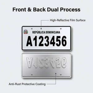 Placas de Matrícula de República Dominicana, Personalizadas, de Aluminio, en Relieve, para Sublimación, Reflectantes, 6x12 Pulgadas - Product Image 4
