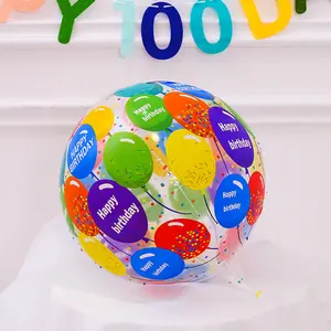 4D Bobo balonlar kiti mutlu doğum günü balonları için masa üstü tutucu ve püskül karikatür baskı ile