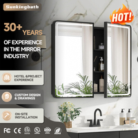 Moderno Gabinete de Baño con Espejo LED y Sensor Táctil, Gabinete de Almacenamiento para Medicamentos, Antivaho, Montado en la Pared