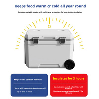 Nevera Portátil con Ruedas de 45L, con Asa de Transporte, para Vehículos, Campamentos, Picnics, Barbacoas, Almacenamiento de Alimentos y Refrigeración