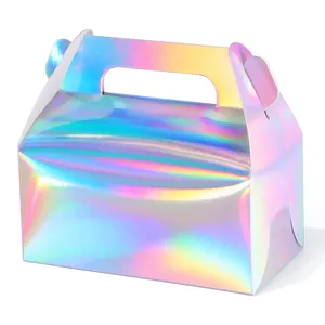 Holographic Gift Box Cake Candy Biscuit Packaging Portable Carton For Wedding And Birthday Parties