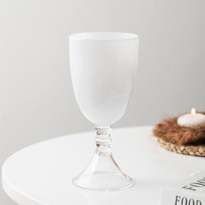 Verrerie Élégant Noir Blanc <span class=keywords><strong>Luxe</strong></span> Tige Courte <span class=keywords><strong>Cognac</strong></span> Cristal Brandy Verre à Grande Bouche Verres à Vin pour Bars Restaurants - Product Image 3