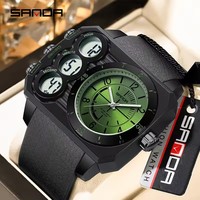 Reloj Digital Cuadrado SANDA 6237 para Hombre, Reloj de Pulsera de Lujo con Doble Pantalla, Resistente al Agua, Reloj Deportivo con Alarma, Cronómetro, Silicona, LED