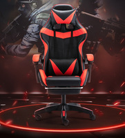 Fauteuil de Jeu PC Ergonomique en Cuir Bleu Marine Confortable avec Haut-parleur et Fonction Massage
