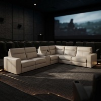 Ensemble de canapés inclinables électriques en cuir véritable de luxe moderne en forme de L, zéro distance murale, pour salon et home cinéma, avec port de charge USB et éclairage LED