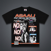 T-shirt noir pour homme à manches courtes, logo sérigraphié sur le devant, style streetwear, col rond, coupe ample, 100 % coton jersey, motif lettres