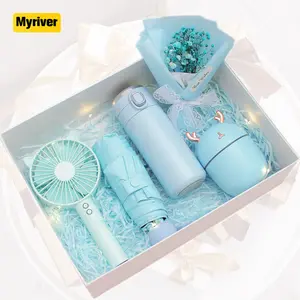 Myriver Gadgets Innovative Giveaway Fan Umbrella Vacuum Flask Gift Set Para Holiday Gift Runners Vencedores Agricultores e homens