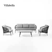 Canapé d'extérieur de luxe en rotin, mobilier de jardin moderne, canapé de terrasse, ensemble de mobilier de patio en aluminium pour hôtel, balcon