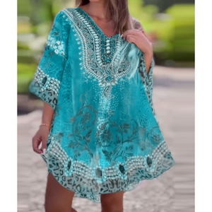 เดรสแฟชั่นผู้หญิงทรงหลวมพิมพ์ลายสไตล์ชาติพันธุ์คอวีแบบใหม่ - Product Image 1