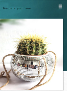 <span class=keywords><strong>Pot</strong></span> <span class=keywords><strong>de</strong></span> fleurs boule disco en gros avec corde en coton macramé à faire soi-même, <span class=keywords><strong>pot</strong></span> suspendu auto-arrosant, cadeau unique et brillant - Product Image 3