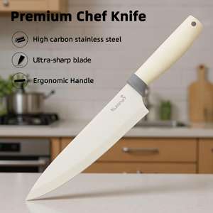 طقم سكاكين مطبخ من 6 قطع من كويزين، مصنوع من الفولاذ المقاوم للصدأ عالي الكربون، شفرة فائقة الحدة، مقبض من البولي بروبيلين، مناسب لليد اليمنى واليسرى، صديق للبيئة، سكين شيف - Product Image 3