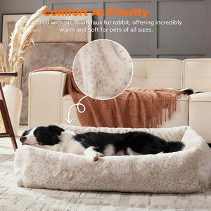 Neuheit Luxuriöses Umweltfreundliches Hundebett Kaninchenfell Leopardenmuster Maßgefertigte Haustierbetten Waschbares Modisches Hundebett - Product Image 4