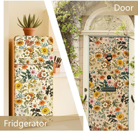 Autocollants rétro personnalisés en gros pour réfrigérateur, motif floral, vinyle brillant amovible, décoration de cuisine pour détaillants OEM