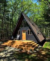 Maison préfabriquée en bois en forme de A, cabane portable, mini-villa écologique pour le glamping