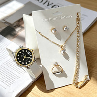 Ensemble de montres pour femmes, coffret cadeau tendance, montre-bracelet à quartz, cadran rond de 30 mm, calendrier, strass, bijoux, vente en gros